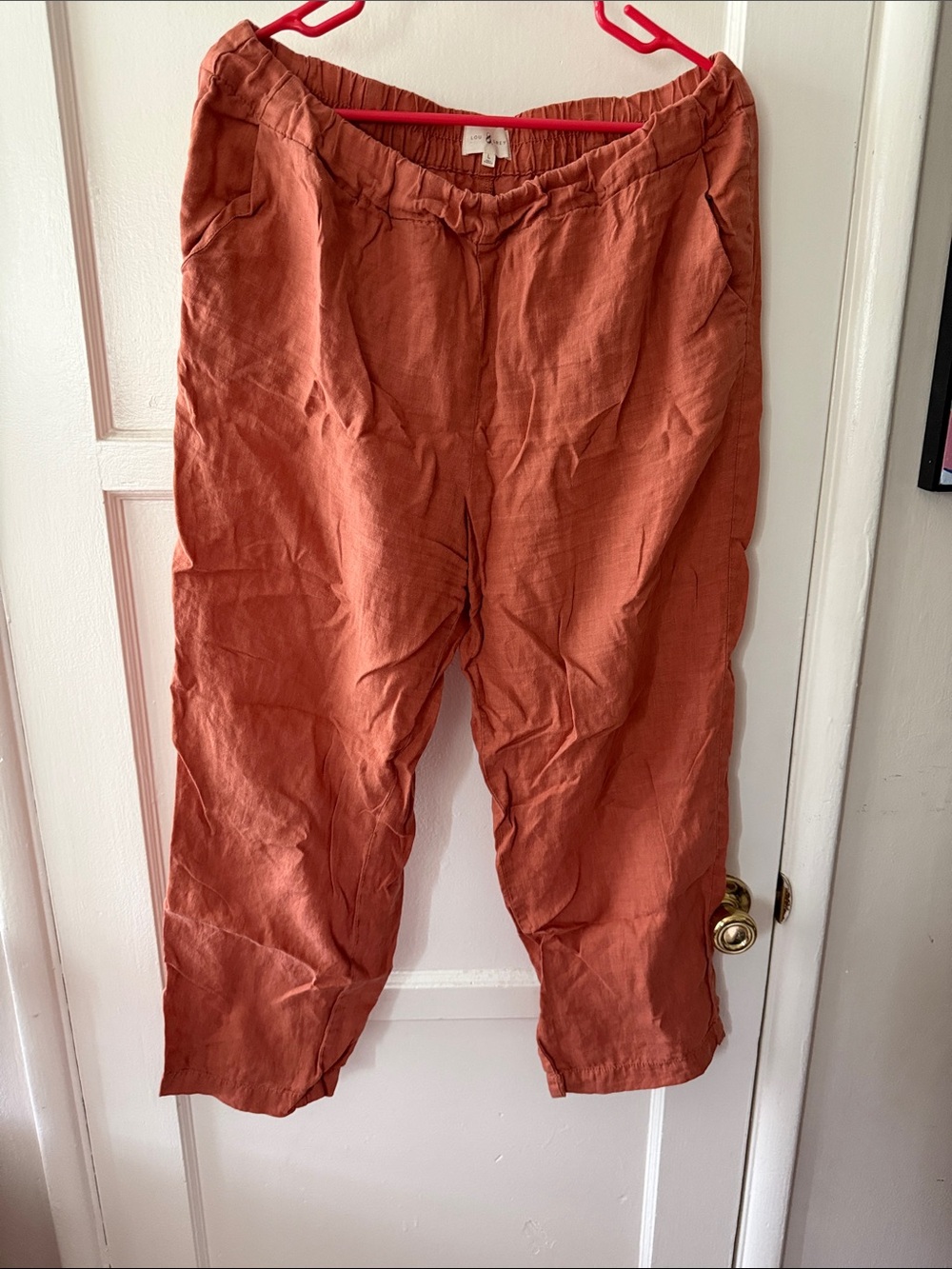 Relaxed Linen Rust Orange Pants